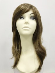 Açık Yoğun Küllü Kumral Işıltı Tonda Kaliteli Uzun Yan Kahkül Peruk - Thumbnail