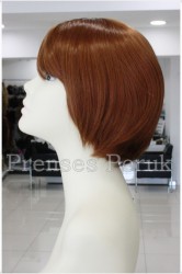 Canlı Bakır Renk Modern Kısa Küt Peruk - Thumbnail