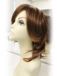 Canlı Karamel Katlı Omuz Boyunda Isıya Dayanıklı Sentetik Peruk - Thumbnail
