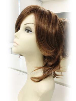 Canlı Karamel Katlı Omuz Boyunda Isıya Dayanıklı Sentetik Peruk