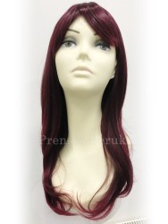 Canlı Koyu Kızıl Uzun Boy Kaliteli Sentetik Peruk - Thumbnail