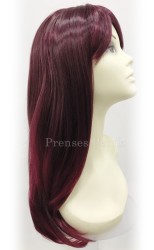 Canlı Koyu Kızıl Uzun Boy Kaliteli Sentetik Peruk - Thumbnail