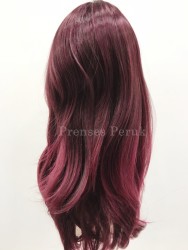 Canlı Koyu Kızıl Uzun Boy Kaliteli Sentetik Peruk - Thumbnail