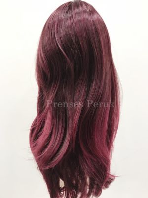 Canlı Koyu Kızıl Uzun Boy Kaliteli Sentetik Peruk