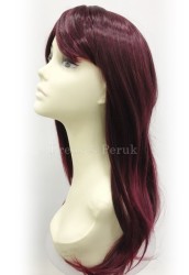 Canlı Koyu Kızıl Uzun Boy Kaliteli Sentetik Peruk - Thumbnail