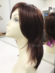 Çikolata Kahvesi Omuz Boyunda Isıya Dayanıklı Sentetik Peruk - Thumbnail