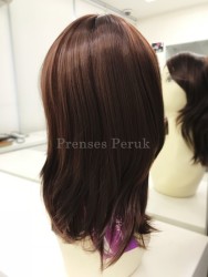 Çikolata Kahvesi Omuz Boyunda Isıya Dayanıklı Sentetik Peruk - Thumbnail