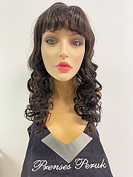 Dalgalı Uzun Boy Kestane Renk Maşalı Sentetik Peruk