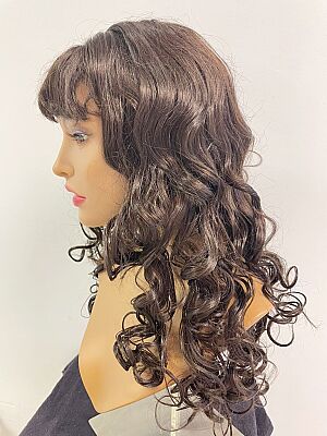 Dalgalı Uzun Boy Kestane Renk Maşalı Sentetik Peruk - 5