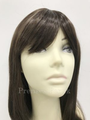 Doğal Kestane Kahküllü Uzun Isıya Dayanıklı Kaliteli Sentetik Peruk