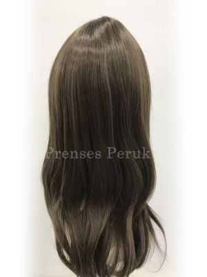 Doğal Koyu Kumral Uzun Kahküllü Sentetik Peruk