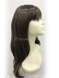 Doğal Koyu Kumral Uzun Kahküllü Sentetik Peruk - Thumbnail