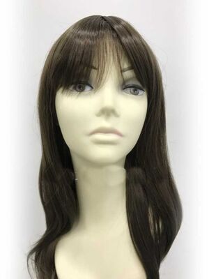 Doğal Koyu Kumral Uzun Kahküllü Sentetik Peruk