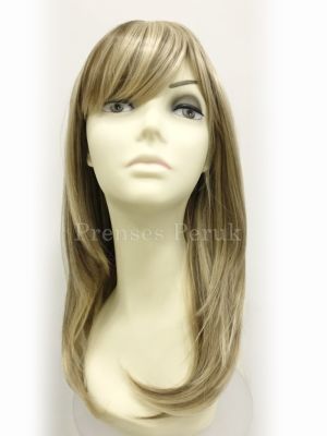 Doğal Kumral Röfleli Uzun Gür Kahküllü Sentetik Peruk