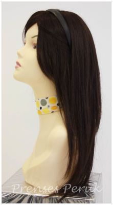 Gerçek Saç Peruk Uzun Kestane Rengi