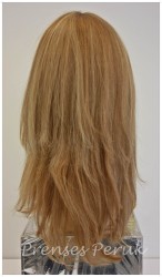 Gerçek Saç Yarım Peruk Kumral Röfleli Kahkülsüz - Thumbnail