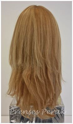 Gerçek Saç Yarım Peruk Kumral Röfleli Kahkülsüz