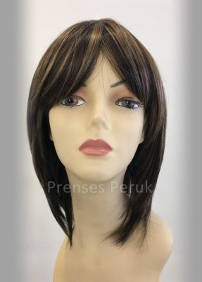 Hafif İnce Kesim Doğal Balyajlı Isıya Dayanıklı Kaliteli Sentetik Peruk-Fön Maşa Olur