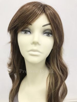 Kahve Balyajlı Uzun ve Hafif Dalgalı Kaliteli Sentetik Peruk