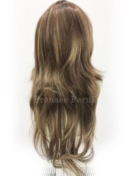Kahve Balyajlı Uzun ve Hafif Dalgalı Kaliteli Sentetik Peruk - Thumbnail