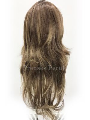 Kahve Balyajlı Uzun ve Hafif Dalgalı Kaliteli Sentetik Peruk