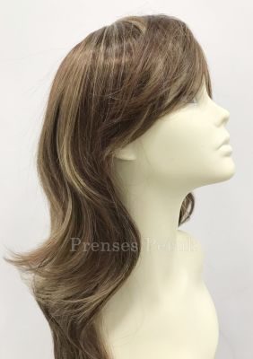 Kahve Balyajlı Uzun ve Hafif Dalgalı Kaliteli Sentetik Peruk