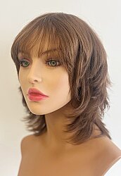 Karamel Renk Gerçek Saç Kısa Katlı Model Medikal Peruk