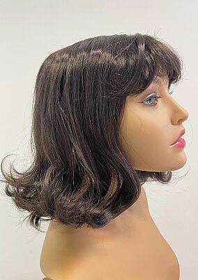 Kestane Renk Kahküllü Küt Kesim Sentetik Peruk - 2