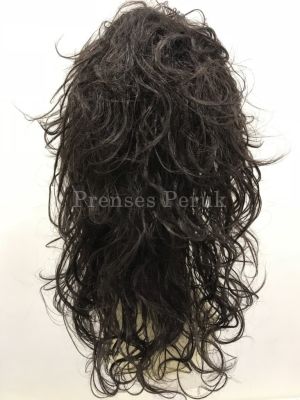 Kestane Tonu Doğal Dalgalı Katlı Kesim Model Kaliteli Peruk