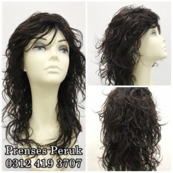 Kestane Tonu Doğal Dalgalı Katlı Kesim Model Kaliteli Peruk - Thumbnail