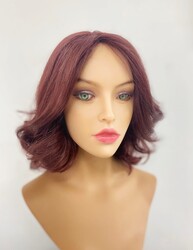 Kızıl Renk Katlı Kesim Doğal Gerçek Saç Peruk - Thumbnail