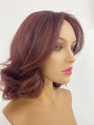 Kızıl Renk Katlı Kesim Doğal Gerçek Saç Peruk - Thumbnail