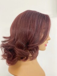 Kızıl Renk Katlı Kesim Doğal Gerçek Saç Peruk - Thumbnail