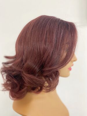 Kızıl Renk Katlı Kesim Doğal Gerçek Saç Peruk