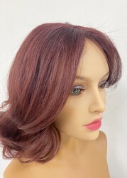 Kızıl Renk Katlı Kesim Doğal Gerçek Saç Peruk - Thumbnail