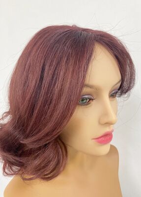 Kızıl Renk Katlı Kesim Doğal Gerçek Saç Peruk