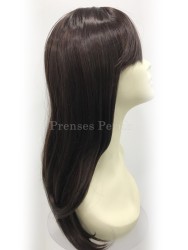 Koyu Çikolata Kahvesi Uzun Boy Gür Sentetik Peruk - Thumbnail