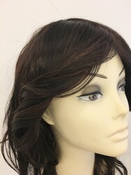 Koyu Kestane Hafif Işıltılı Doğal Model Peruk - Thumbnail