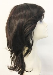 Koyu Kestane Hafif Işıltılı Doğal Model Peruk - Thumbnail