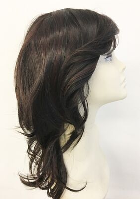 Koyu Kestane Hafif Işıltılı Doğal Model Peruk