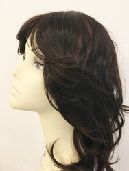 Koyu Kestane Hafif Işıltılı Doğal Model Peruk - Thumbnail