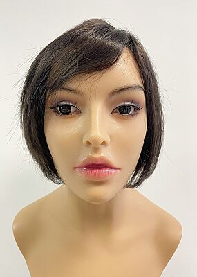 Koyu Kestane Küt Kesim Kahküllü Sentetik Peruk - 1