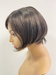 Koyu Kestane Küt Kesim Kahküllü Sentetik Peruk - 4