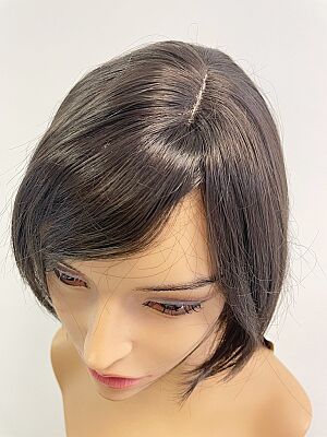 Koyu Kestane Küt Kesim Kahküllü Sentetik Peruk - 5