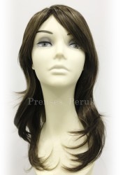 Koyu Kumral Sarı Işıltılı Röfle Katlı Kesim Uzun Kaliteli Sentetik Peruk - Thumbnail