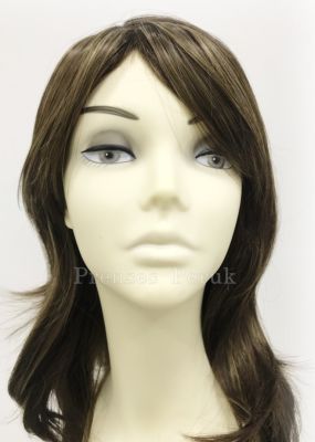 Koyu Kumral Sarı Işıltılı Röfle Katlı Kesim Uzun Kaliteli Sentetik Peruk