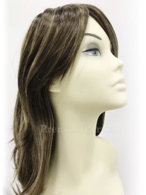 Koyu Kumral Sarı Işıltılı Röfle Katlı Kesim Uzun Kaliteli Sentetik Peruk