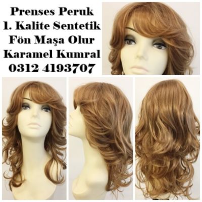 Kumral Karamel Canlı Renkte Uzun Boy Katlı Kesim Yan Kahküllü Peruk