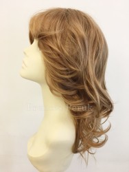 Kumral Karamel Canlı Renkte Uzun Boy Katlı Kesim Yan Kahküllü Peruk - Thumbnail