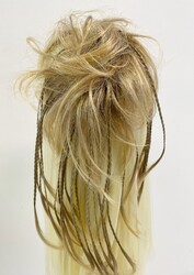 Kumral Röfleli Örgülü Hazır Topuz Modeli - Thumbnail